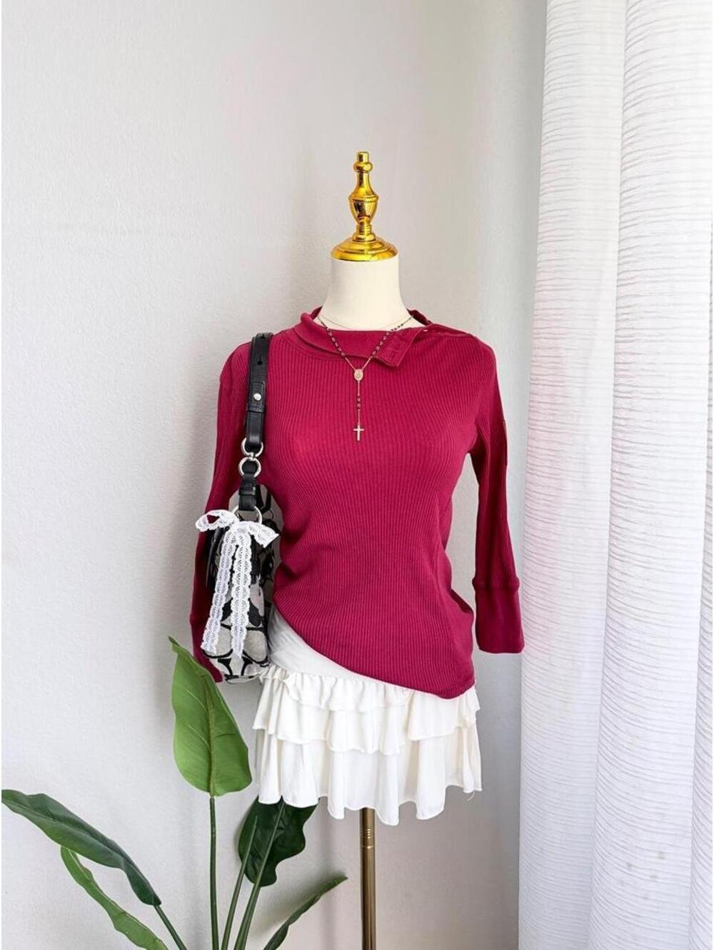 DKNY Jeans Ribbed Henley Top